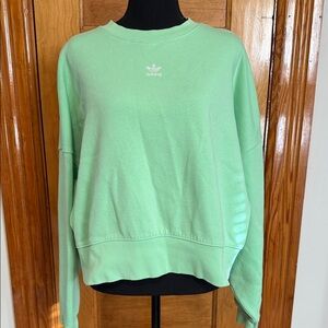 Adidas Light Green Cropped Crewneck Sweatshirt